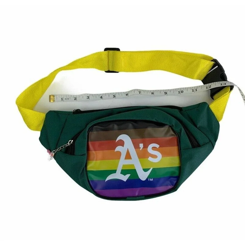 Oakland A's Athletics Unisex Fanny Pack Green Rainbow Unicorn Pride Night 2019